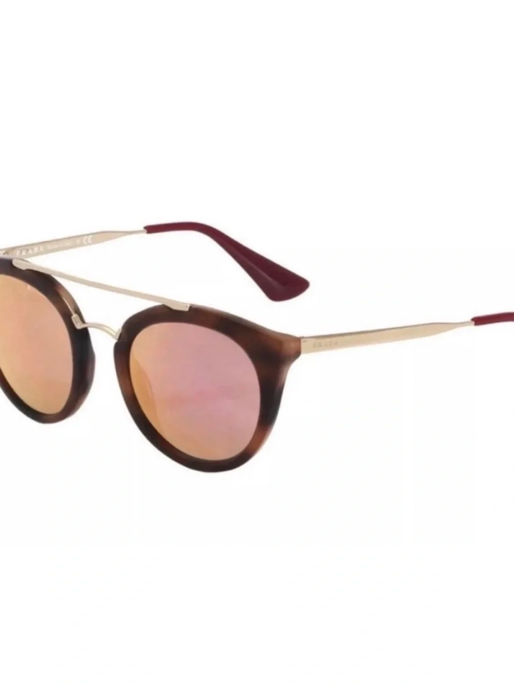 Prada Tortoiseshell Frame with Pink Mirror Lenses made in Italy.